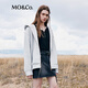 MO&Co.外套雙開頭拉鏈寬松連帽灰色衛(wèi)衣式外套美式復(fù)古運動摩安珂 中花灰色 M 165