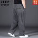 JEEP SPIRIT2025新款加絨加厚牛仔褲男寬松直筒加肥加大碼闊腿胖子肥佬長(cháng)褲子 9001款煙灰色 常規 30 碼腰2尺3