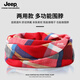 Jeep男女圍脖套秋冬防風(fēng)騎行戶(hù)外套頭兩用多功能保暖時(shí)尚格子圍巾防寒 深紅格 均碼