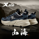 特步（XTEP）男鞋運動(dòng)鞋春秋季跑步鞋新品皮面防水休閑鞋子男款青少年老爹鞋男 黑/木炭灰【皮面】 42