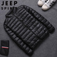 JEEP SPIRIT春秋輕薄羽絨棉服男立領(lǐng)短款青年小棉襖超薄款輕便修身外套韓版潮 黑色 [立-領(lǐng)] M [建議85-100斤]