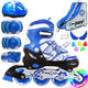 捷豹溜冰鞋兒童輪滑鞋男女初學(xué)者旱冰鞋可調滑冰鞋 深藍前輪閃光（頭盔+護具+鞋包） 大碼L（鞋標39-42）10歲以上穿
