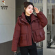 啄木鳥(niǎo)女裝2025時(shí)尚休閑羽絨棉服女韓版連帽寬松棉衣女加厚保暖外套 紅色 L 【建議100-115斤】