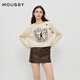 moussy 新品暗黑哥特圖案短款針織衫毛衣女028HAZ70-0951 013象牙色 均碼 00020/F