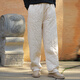 亂在江南冬季夾棉加厚保暖長(cháng)褲豎條紋百搭休閑直筒松緊腰寬松復古棉褲 麻色 均碼