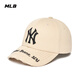 MLB官方 男女情侶棒球帽刺繡LOGO帽子運動休閑時尚鴨舌帽CPKP 紐約洋基隊/米色 均碼