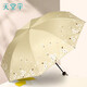 天堂傘黑膠太陽(yáng)傘防曬防紫外線(xiàn)女士小巧晴雨兩用遮陽(yáng)傘雙人超輕折疊雨傘 香檳色