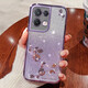 羅璐鷗 OPPO Reno8手機殼女款硅膠殼Reno8Pro保護套reno8 Pro+外殼水鉆玫瑰花漸變閃粉電鍍 【漸變丁香紫】+全屏鋼化膜 OPPO Reno8