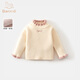 班喜迪女童毛衣秋冬款新款洋氣寶寶加絨上衣加厚童裝冬季兒童針織打底衫 米色 90 cm