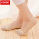 GIOIO船襪女純棉底蕾絲短襪硅膠防滑防脫日系大碼夏季薄款淺口隱形襪子 膚色5雙【孔雀翎】 35-41碼