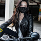 杜漢（DUHAN）女款摩托車(chē)騎行服皮衣復古機車(chē)夾克防摔賽車(chē)服女騎休閑通勤外套 黑色 M