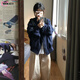 DXOT美式復(fù)古青藏色外套女春秋季薄款2025新款棒球服休閑寬松夾克上衣 【藏青色】 M 45-55kg