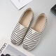嫻妃老北京布鞋女春季新款一腳蹬懶人平底軟底單鞋透氣帆布鞋媽媽女士 白條紋 36