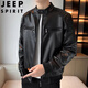 JEEP SPIRIT工裝皮衣男士外套春秋季PU軟皮衣機(jī)車衣服男裝立領(lǐng)皮夾克上衣潮 9908  黑色 L