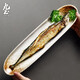九土日式手工壽司盤(pán)陶瓷長(cháng)盤(pán)魚(yú)盤(pán)日料盤(pán)子復古創(chuàng  )意點(diǎn)心餐盤(pán)刺身盤(pán) 窯變白
