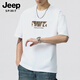 JEEP SPIRIT短袖t恤男夏季新款寬松冰絲五分袖印花男士半袖圓領(lǐng)休閑上衣 8105白色 XL