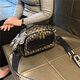 ESDS香港品牌真皮包包女包輕奢時尚貝殼包寬肩帶單肩包斜挎包女士禮物 藍色（專柜禮盒套裝）