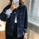 CamalgOri大碼女裝200斤胖mm加肥加大外套牛仔工裝外女春新款休閑夾克上衣 深藍(lán)色 2XL碼[135-150斤]