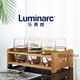 樂美雅 Luminarc 無鉛玻璃水杯薩通凝彩直身杯啤酒杯 高款冰粉6支裝（350ML）+木杯架