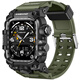 MR.MULL星圖iwatch6789se10/11/45mm44ultra49蘋(píng)果改裝殼不銹鋼邊框套手表帶西歐運動(dòng)防摔戶(hù)外小泥王卡 不銹鋼邊框（黑邊）+tpu軟邊帶（綠色+軟環(huán)） 49mm（ultr