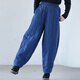 亂在江南簡(jiǎn)約棉麻松緊腰夾棉長(cháng)褲女冬季新款加厚保暖豎條紋休閑褲 藍色 均碼