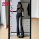 UKMR小個(gè)子微喇牛仔褲女2025年夏新款高腰顯瘦緊身喇叭褲子 黑灰-九分褲 L 【建議106-115斤】