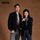 BOSS博斯【禮物】情侶羊皮革翻毛皮飛行員夾克男女同款 001-黑色 S (46)