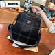 KOFTA品牌 背包女新款時(shí)尚百搭軟皮女神節真皮雙肩包休閑旅游兩用女包 黑色 標準