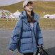 馬克印象羽絨棉服女冬2025新款時(shí)尚短款棉襖韓系寬松oversize加厚棉衣女 XSDA13 茵曼  藍色 L （適合120-140斤）