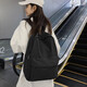坤鶴簡(jiǎn)約百搭ins校園風(fēng)雙肩包女 純色大容量高中學(xué)生書(shū)包旅行電腦背包 黑色