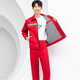 裝耐秋冬季雙層工作服套裝男加厚耐磨外套帶里工服上衣廠服電焊勞保服 雙層加厚-紅色【套裝】 180
