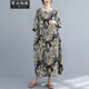 零點(diǎn)螞蟻200斤特大碼女裝夏裝文藝復(fù)古印花棉麻連衣裙中長(zhǎng)裙胖人女裝加肥加大碼遮肚子顯瘦洋氣裙子 圖片色 均碼【150-230斤】