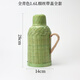 竹編熱水瓶整套復(fù)古傳統(tǒng)玻璃內(nèi)膽保溫壺木塞暖壺大容量茶室暖壺 全青色細(xì)絲帶蓋全套 1.6L