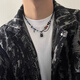 彩萊婭黑白小幽靈串珠拼接項鏈男款鎖骨鏈女生吊墜小眾百搭時(shí)尚情侶項鏈 黑色小幽靈項鏈