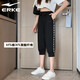 鴻星爾克（ERKE）七分褲女斷碼夏季針織透氣修身舒適運動(dòng)褲女子百搭時(shí)尚休閑褲子女 正黑8268 M