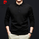 皮爾卡丹（pierre cardin）毛衣男秋冬季山羊絨打底衫長(cháng)袖t恤保暖內搭中青年翻領(lǐng)針織polo衫