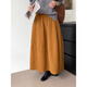 蘑菇同學(xué)大碼保暖半身裙女秋冬百搭條紋純色花苞裙絎線(xiàn)胖mm中長(cháng)款a字傘裙 深黃 L 建議115-130斤