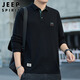 JEEP SPIRIT吉普長(cháng)袖T恤男秋季男裝翻領(lǐng)男打底衫寬松上衣服  黑色 XL