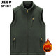 JEEP吉普馬甲男2021秋冬季新款抓絨棉馬夾加絨加厚潮流時(shí)尚大碼棉坎肩男士保暖背心防寒外套 軍綠色加絨 L