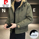 皮爾卡丹（pierre cardin）加棉外套男士新款春秋冬季二棉服沖鋒衣潮流工裝休閑加厚連帽夾克 灰綠色【加棉】 2XL 185