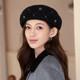 香雪羽秀羊毛貝雷帽女士秋冬季2025新款畫(huà)家帽時(shí)尚百搭八角帽女法式帽子女 黑色 均碼
