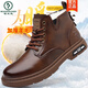 啄木鳥(niǎo)高端馬丁靴真皮牛皮休閑男鞋羊毛加絨保暖冬季高幫棉皮鞋雪地靴 8502棕色【加絨款】 42