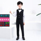 喜雅萌表演服裝青少年禮服兒童禮服男童花童套裝鋼琴演出服男孩西裝表演 馬甲長袖+長褲+黑領(lǐng)結(jié)_手套 180