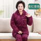 冰概念中老年睡衣女冬季加厚加絨珊瑚絨老人保暖套裝寬松三層夾棉家居服 紫紅薔薇 (加厚款) XL 【建議135斤內】現貨速發(fā)