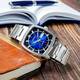 精工（SEIKO） 精工男表 ReCraft系列自動機械表酒桶型日歷星期防水男士手表 運動休閑腕表 銀色鋼帶藍黑表盤 SNKP23