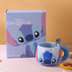 迪士尼（Disney）史迪仔陶瓷馬克杯咖啡杯大肚杯高顏值情侶喝水杯情人禮物女生杯子 史迪奇帶勺1個(gè)500ml