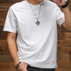 季言純色短袖t恤男簡(jiǎn)約半袖汗衫百搭休閑體恤夏季高級感彈力打底衫潮 米白 2XL