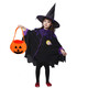 演繹 萬(wàn)圣節服裝兒童披風(fēng)斗篷男女孩cosplay表演衣服女巫裝飾裝扮道具 女巫服裝+帽子南瓜袋(100-140cm)