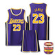 挽力奇湖人隊籃球服套裝男童女孩兒童球衣成人紀念版24號運動(dòng)背心短褲子 紫色詹姆S-23號 3XL【175-180cm140-160斤】