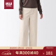 无印良品（MUJI） 女式 弹力 灯芯绒 宽版裤 BEE07C2A 象牙色 M